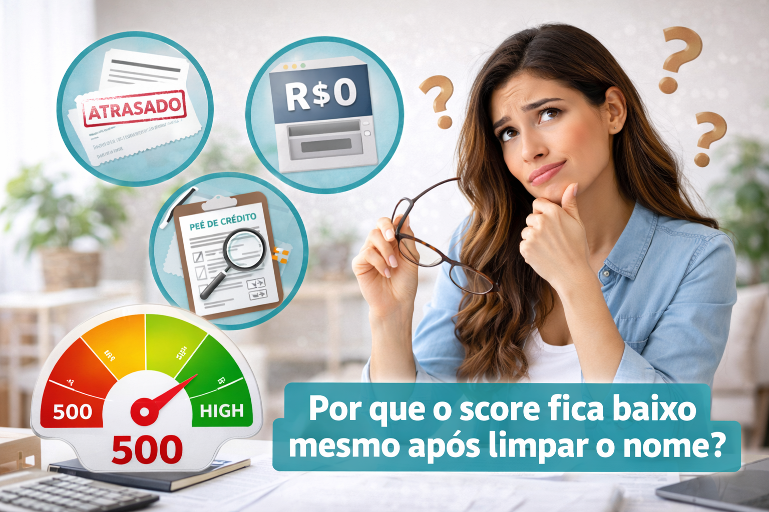 Por que o score fica baixo mesmo após limpar o nome?